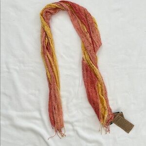 Elegant Pink and Yellow Scarf Natural Silk
